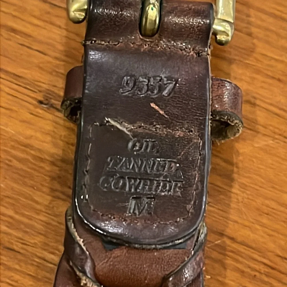 Oil Tanned Leather Belt brown Mens Size Medium 1” Wide